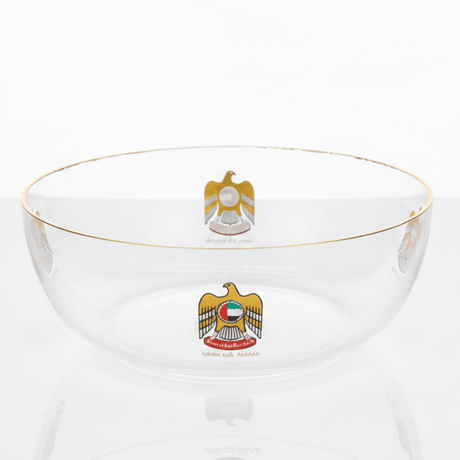 Silu Premium Glass Serving Bowl with UAE Falcon Emblem & Gold Rim – 20cm - Al Kabayel Discount CentreSilu Premium Glass Serving Bowl with UAE Falcon Emblem & Gold Rim – 20cmBowlsSILUAl Kabayel Discount Centre