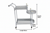 Silver Bar Cart with Dimensions