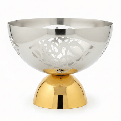 Silver & Gold Stainless Steel Footed Candy Bowl | 25×20cm | Etched Floral Design - Al Kabayel Discount CentreSilver & Gold Stainless Steel Footed Candy Bowl | 25×20cm | Etched Floral DesignBowlsAKDCAl Kabayel Discount Centre