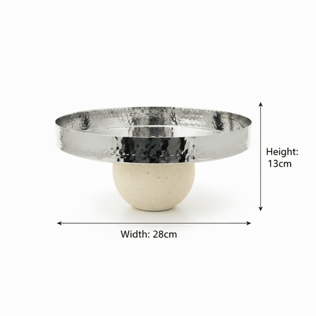 Silver Hammered Metal Candy Tray with Cream Chalk Base - 28 cm × 13 cm - Al Kabayel Discount CentreSilver Hammered Metal Candy Tray with Cream Chalk Base - 28 cm × 13 cmServing TraysAKDCAl Kabayel Discount Centre