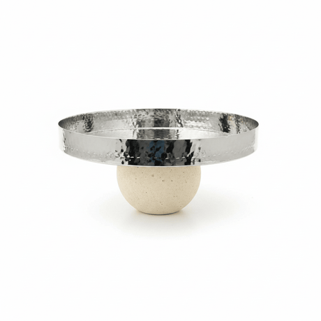 Silver Hammered Metal Candy Tray with Cream Chalk Base - 28 cm × 13 cm - Al Kabayel Discount CentreSilver Hammered Metal Candy Tray with Cream Chalk Base - 28 cm × 13 cmServing TraysAKDCAl Kabayel Discount Centre