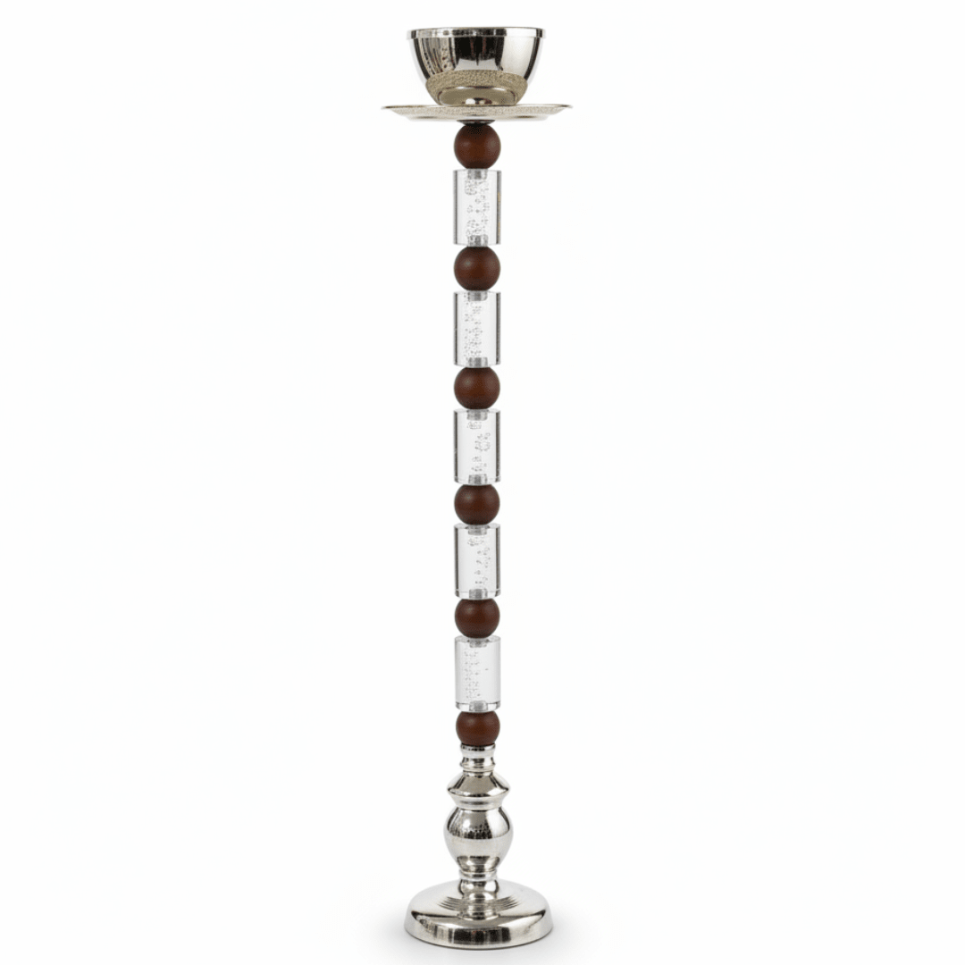 Silver Metal & Acrylic Elegant Incense Burner — 80cm | Luxury Arabic Mabkhara - Al Kabayel Discount CentreSilver Metal & Acrylic Elegant Incense Burner — 80cm | Luxury Arabic MabkharaIncense BurnerAKDCAl Kabayel Discount Centre