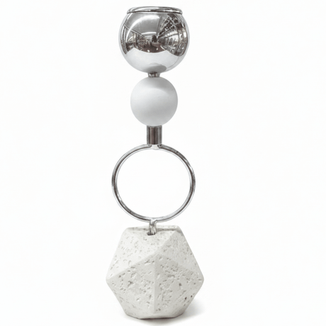 Silver metal candle holder with elegant chalk base 22cm - Al Kabayel Discount CentreSilver metal candle holder with elegant chalk base 22cmHome Décor AccentsAKDCAl Kabayel Discount Centre
