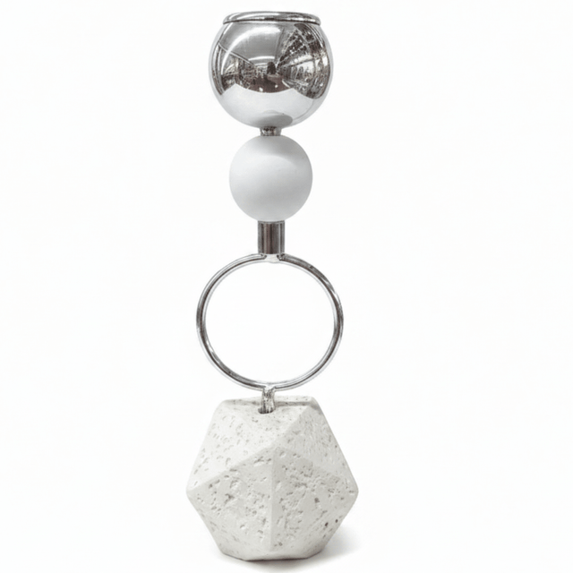 Silver metal candle holder with elegant chalk base 22cm - Al Kabayel Discount CentreSilver metal candle holder with elegant chalk base 22cmHome Décor AccentsAKDCAl Kabayel Discount Centre