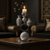 Silver Metal Candle Holder with Round Chalk Base – 20cm - Al Kabayel Discount CentreSilver Metal Candle Holder with Round Chalk Base – 20cmHome Décor AccentsAKDCAl Kabayel Discount Centre