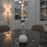 Silver Metal Candle Holder with White Round Chalk Base for Table Centerpieces – 23cm - Al Kabayel Discount CentreSilver Metal Candle Holder with White Round Chalk Base for Table Centerpieces – 23cmHome Décor AccentsAKDCAl Kabayel Discount Centre