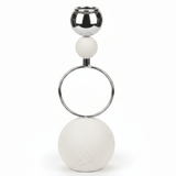 Silver Metal Candle Holder with White Round Chalk Base for Table Centerpieces – 23cm - Al Kabayel Discount CentreSilver Metal Candle Holder with White Round Chalk Base for Table Centerpieces – 23cmHome Décor AccentsAKDCAl Kabayel Discount Centre