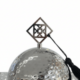 Silver Metal Candy Plate with Dome Lid & Decorative Base — 23×16cm - Al Kabayel Discount CentreSilver Metal Candy Plate with Dome Lid & Decorative Base — 23×16cmServing TraysAKDCAl Kabayel Discount Centre