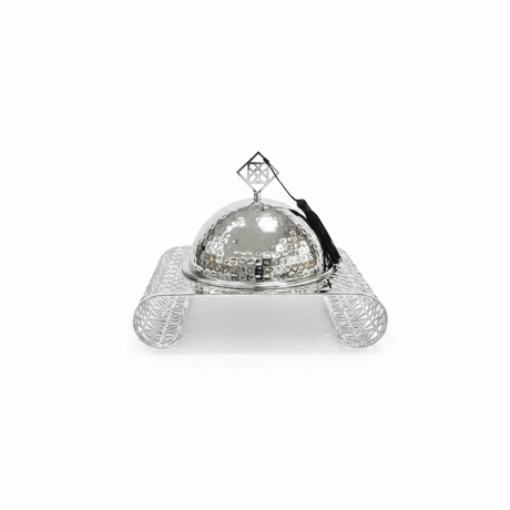 Silver Metal Candy Plate with Dome Lid & Ornate Base - 25×20cm - Al Kabayel Discount CentreSilver Metal Candy Plate with Dome Lid & Ornate Base - 25×20cmServing TraysAKDCAl Kabayel Discount Centre