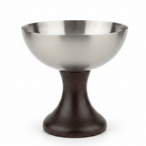 Silver Metal & Dark Wood Footed Dessert Cup | Elegant Pedestal Serving Bowl | 10×10 cm | - Al Kabayel Discount CentreSilver Metal & Dark Wood Footed Dessert Cup | Elegant Pedestal Serving Bowl | 10×10 cm |BowlsAKDCAl Kabayel Discount Centre