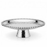 Silver Metal Footed Round Candy & Dates Tray with Beaded Rim | Hammered Pedestal Serving Dish | - Al Kabayel Discount CentreSilver Metal Footed Round Candy & Dates Tray with Beaded Rim | Hammered Pedestal Serving Dish |Serving TraysAKDCAl Kabayel Discount Centre