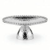 Silver Metal Footed Round Candy Tray | Hammered Finish with Beaded Edge | Elegant Serving Pedestal Stand | - Al Kabayel Discount CentreSilver Metal Footed Round Candy Tray | Hammered Finish with Beaded Edge | Elegant Serving Pedestal Stand |Serving TraysAKDCAl Kabayel Discount Centre