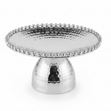 Silver Metal Footed Round Candy Tray | Hammered Finish with Beaded Edge | Elegant Serving Pedestal Stand | - Al Kabayel Discount CentreSilver Metal Footed Round Candy Tray | Hammered Finish with Beaded Edge | Elegant Serving Pedestal Stand |Serving TraysAKDCAl Kabayel Discount Centre