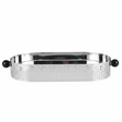 Silver Metal Oval Candy & Serving Tray with Elegant Black Handles | Ornate Arch Cutout Design | 30×15cm | - Al Kabayel Discount CentreSilver Metal Oval Candy & Serving Tray with Elegant Black Handles | Ornate Arch Cutout Design | 30×15cm |Serving TraysAKDCAl Kabayel Discount Centre