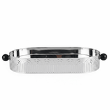 Silver Metal Oval Candy & Serving Tray with Elegant Black Handles | Ornate Arch Cutout Design | 30×15cm | - Al Kabayel Discount CentreSilver Metal Oval Candy & Serving Tray with Elegant Black Handles | Ornate Arch Cutout Design | 30×15cm |Serving TraysAKDCAl Kabayel Discount Centre
