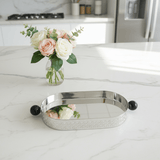 Silver Metal Oval Candy & Sweets Tray with Elegant Black Handles | Decorative Lattice Design | 20×10 cm | - Al Kabayel Discount CentreSilver Metal Oval Candy & Sweets Tray with Elegant Black Handles | Decorative Lattice Design | 20×10 cm |Serving TraysAKDCAl Kabayel Discount Centre