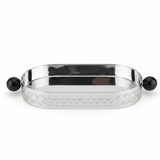 Silver Metal Oval Candy & Sweets Tray with Elegant Black Handles | Decorative Lattice Design | 20×10 cm | - Al Kabayel Discount CentreSilver Metal Oval Candy & Sweets Tray with Elegant Black Handles | Decorative Lattice Design | 20×10 cm |Serving TraysAKDCAl Kabayel Discount Centre