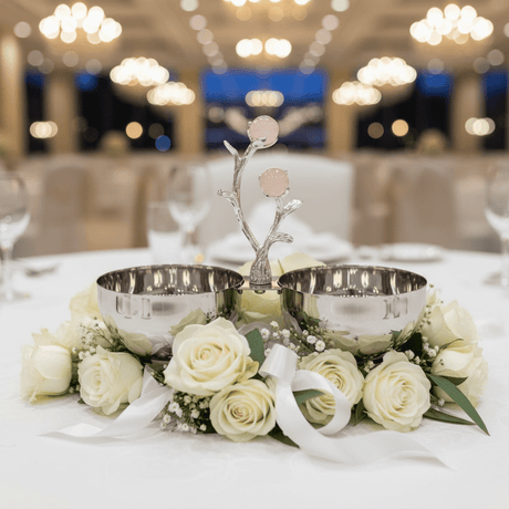 Silver Stainless Steel 2-Part Candy & Nuts Bowl with Rose Decoration – Elegant Serving Dish for Home, Weddings & Gifting | 10×10 cm - Al Kabayel Discount CentreSilver Stainless Steel 2-Part Candy & Nuts Bowl with Rose Decoration – Elegant Serving Dish for Home, Weddings & Gifting | 10×10 cmBowlsAKDCAl Kabayel Discount Centre