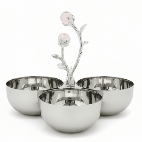 Silver Stainless Steel 3-Part Candy & Nuts Serving Bowl Set with Decorative Rose Stem Handle | 10×10 cm | - Al Kabayel Discount CentreSilver Stainless Steel 3-Part Candy & Nuts Serving Bowl Set with Decorative Rose Stem Handle | 10×10 cm |BowlsAKDCAl Kabayel Discount Centre