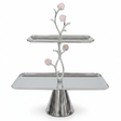 Silver Stainless Steel Footed 2-Tier Rectangular Cake & Dessert Tray Stand with Decorative Floral Branch Stem | 20×15cm & 30×20cm | - Al Kabayel Discount CentreSilver Stainless Steel Footed 2-Tier Rectangular Cake & Dessert Tray Stand with Decorative Floral Branch Stem | 20×15cm & 30×20cm |Serving TraysAKDCAl Kabayel Discount Centre