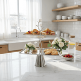 Silver Stainless Steel Footed 2-Tier Rectangular Cake & Dessert Tray Stand with Decorative Floral Branch Stem | 20×15cm & 30×20cm | - Al Kabayel Discount CentreSilver Stainless Steel Footed 2-Tier Rectangular Cake & Dessert Tray Stand with Decorative Floral Branch Stem | 20×15cm & 30×20cm |Serving TraysAKDCAl Kabayel Discount Centre