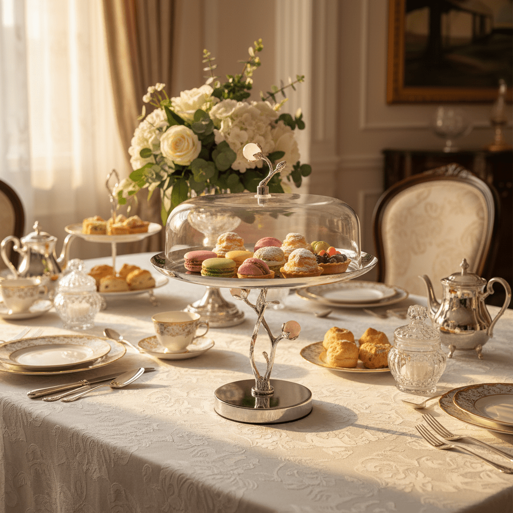 Silver Stainless Steel Footed Cake Stand with Clear Acrylic Dome Cover | 25×25 cm | - Al Kabayel Discount CentreSilver Stainless Steel Footed Cake Stand with Clear Acrylic Dome Cover | 25×25 cm |Serving TraysAKDCAl Kabayel Discount Centre