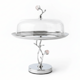 Silver Stainless Steel Footed Cake Stand with Clear Acrylic Dome Cover | 25×25 cm | - Al Kabayel Discount CentreSilver Stainless Steel Footed Cake Stand with Clear Acrylic Dome Cover | 25×25 cm |Serving TraysAKDCAl Kabayel Discount Centre