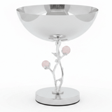 Silver Stainless Steel Footed Candy Bowl with Decorative Rose Stem & Pink Balls – 20×24cm - Al Kabayel Discount CentreSilver Stainless Steel Footed Candy Bowl with Decorative Rose Stem & Pink Balls – 20×24cmBowlsAKDCAl Kabayel Discount Centre