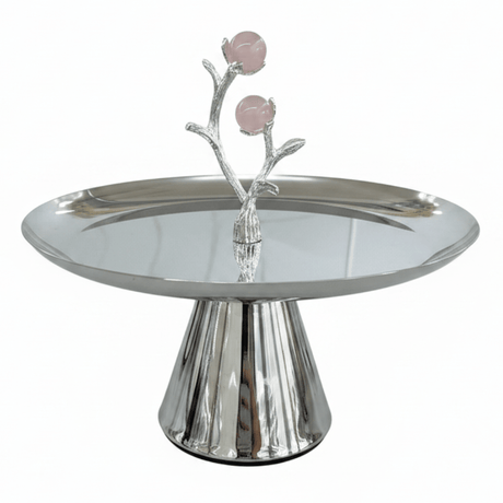 Silver Stainless Steel Footed Candy & Sweets Tray with Rose Quartz Ball Tree 14×24 cm - Al Kabayel Discount CentreSilver Stainless Steel Footed Candy & Sweets Tray with Rose Quartz Ball Tree 14×24 cmServing TraysAKDCAl Kabayel Discount Centre