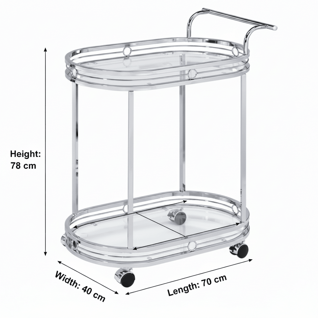 Silver Stainless Steel & Glass 2-Tier Serving Cart - 78×70×40 cm - Al Kabayel Discount CentreSilver Stainless Steel & Glass 2-Tier Serving Cart - 78×70×40 cmOrganizers & AccessoriesAKDCAl Kabayel Discount Centre