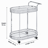 Silver Stainless Steel & Glass 2-Tier Serving Cart - 78×70×40 cm - Al Kabayel Discount CentreSilver Stainless Steel & Glass 2-Tier Serving Cart - 78×70×40 cmOrganizers & AccessoriesAKDCAl Kabayel Discount Centre