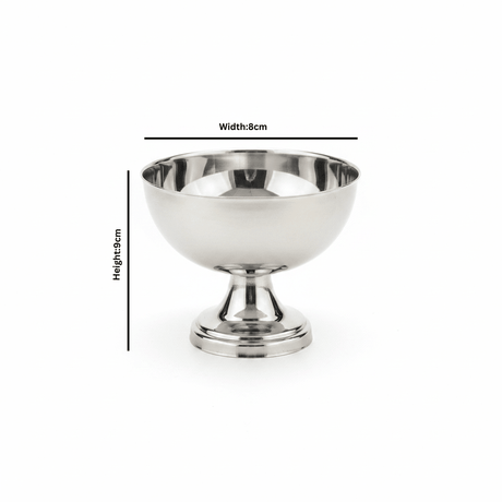 Silver Stainless Steel Ice Cream Bowl with Pedestal Base - 8×9 cm - Al Kabayel Discount CentreSilver Stainless Steel Ice Cream Bowl with Pedestal Base - 8×9 cmBowlsAKDCAl Kabayel Discount Centre