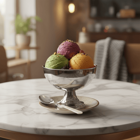 Silver Stainless Steel Ice Cream Bowl with Pedestal Base - 8×9 cm - Al Kabayel Discount CentreSilver Stainless Steel Ice Cream Bowl with Pedestal Base - 8×9 cmBowlsAKDCAl Kabayel Discount Centre
