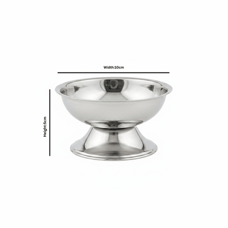 Silver Stainless Steel Ice Cream Cup with Pedestal Base – 10×5 cm - Al Kabayel Discount CentreSilver Stainless Steel Ice Cream Cup with Pedestal Base – 10×5 cmBowlsAKDCAl Kabayel Discount Centre