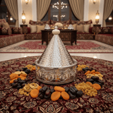 Silver Stainless Steel Moroccan Tajine with Palm Tree Design — 22.5cm - Al Kabayel Discount CentreSilver Stainless Steel Moroccan Tajine with Palm Tree Design — 22.5cmServing TraysAKDCAl Kabayel Discount Centre