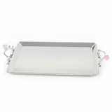 Silver Stainless Steel Rectangle Cake Tray with Ornate Handles — 40×25 cm | - Al Kabayel Discount CentreSilver Stainless Steel Rectangle Cake Tray with Ornate Handles — 40×25 cm |Serving TraysAKDCAl Kabayel Discount Centre