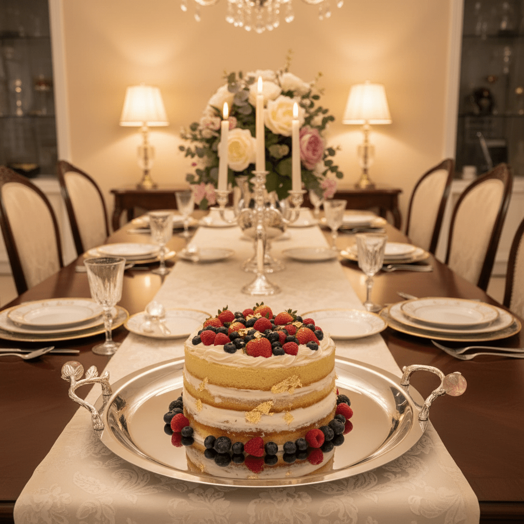 Silver Stainless Steel Round Cake Tray with Ornate Decorative Handles – 28cm - Al Kabayel Discount CentreSilver Stainless Steel Round Cake Tray with Ornate Decorative Handles – 28cmServing TraysAKDCAl Kabayel Discount Centre