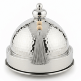 Silver Stainless Steel Round Tajine Serving Bowl 19cm — Hammered Dome Lid | Luxury Tableware - Al Kabayel Discount CentreSilver Stainless Steel Round Tajine Serving Bowl 19cm — Hammered Dome Lid | Luxury TablewareServing TraysAKDCAl Kabayel Discount Centre