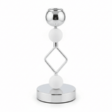 Silver & White Metal Decorative Candle Holder for Living Room Decoration – 19cm - Al Kabayel Discount CentreSilver & White Metal Decorative Candle Holder for Living Room Decoration – 19cmHome Décor AccentsAKDCAl Kabayel Discount Centre