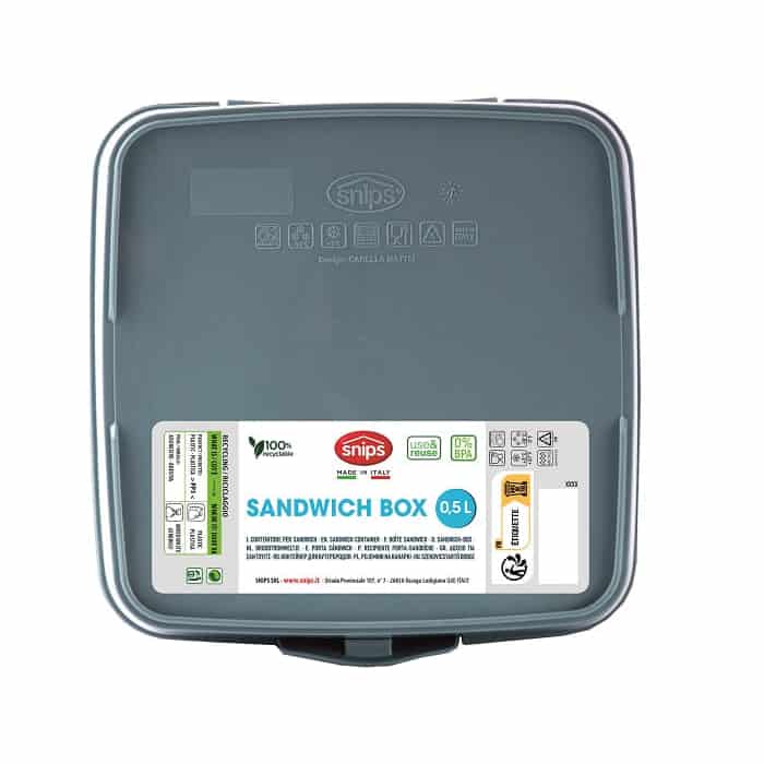 SNIPS Square Sandwich Box 500ml, Grey - Al Kabayel Discount CentreSNIPS Square Sandwich Box 500ml, GreyFood ContainersSNIPSAl Kabayel Discount Centre