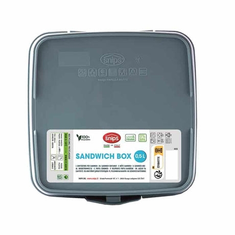 SNIPS Square Sandwich Box 500ml, Grey - Al Kabayel Discount CentreSNIPS Square Sandwich Box 500ml, GreyFood ContainersSNIPSAl Kabayel Discount Centre