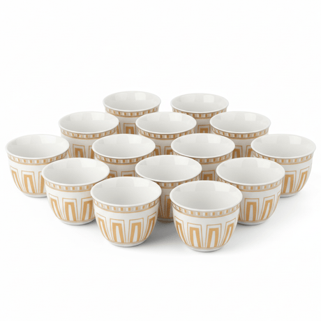Solecasa 12pcs White Ceramic Cawa Cup Set with Light Peach Decorative Design 80ml Elegant Mini Cups for Coffee Tea and Home Serving Use - Al Kabayel Discount CentreSolecasa 12pcs White Ceramic Cawa Cup Set with Light Peach Decorative Design 80ml Elegant Mini Cups for Coffee Tea and Home Serving UseTea SetsSOLECASAAl Kabayel Discount Centre