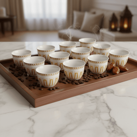 Solecasa 12pcs White Ceramic Cawa Cup Set with Light Peach Decorative Design 80ml Elegant Mini Cups for Coffee Tea and Home Serving Use - Al Kabayel Discount CentreSolecasa 12pcs White Ceramic Cawa Cup Set with Light Peach Decorative Design 80ml Elegant Mini Cups for Coffee Tea and Home Serving UseTea SetsSOLECASAAl Kabayel Discount Centre