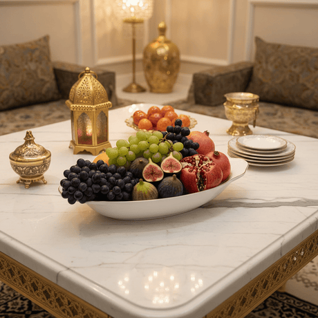 Solecasa Off - White Oval Ceramic Fruit Bowl with Gold Rim - 15.2 Inch - Al Kabayel Discount CentreSolecasa Off - White Oval Ceramic Fruit Bowl with Gold Rim - 15.2 InchBowlsSOLECASAAl Kabayel Discount Centre