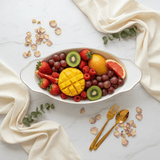 Solecasa Off - White Oval Ceramic Fruit Bowl with Gold Rim - 15.2 Inch - Al Kabayel Discount CentreSolecasa Off - White Oval Ceramic Fruit Bowl with Gold Rim - 15.2 InchBowlsSOLECASAAl Kabayel Discount Centre