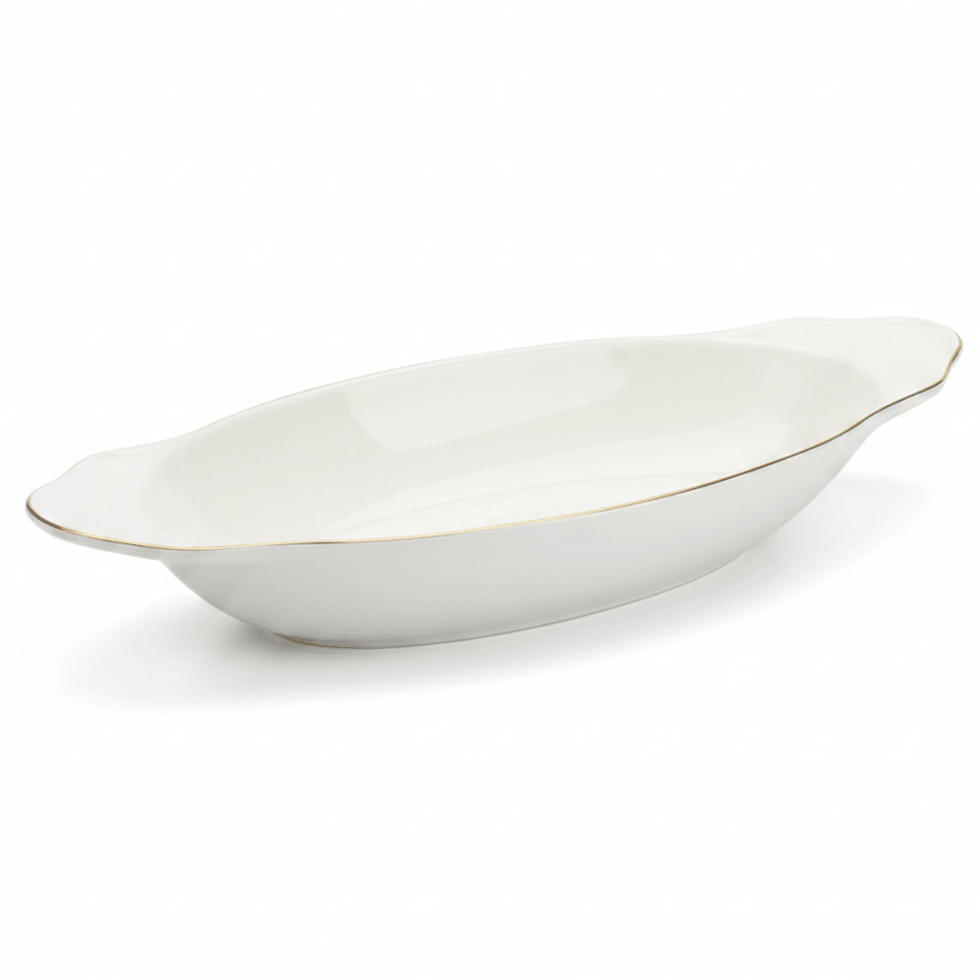 Solecasa Off - White Oval Ceramic Fruit Bowl with Gold Rim - 15.2 Inch - Al Kabayel Discount CentreSolecasa Off - White Oval Ceramic Fruit Bowl with Gold Rim - 15.2 InchBowlsSOLECASAAl Kabayel Discount Centre