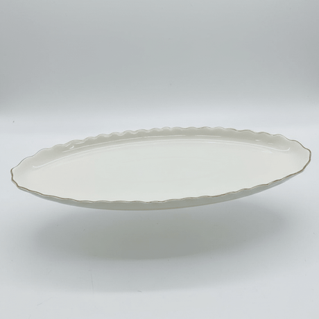 Solecasa Off - White Oval Ceramic Plate with Gold Rim - 15.75 Inch - Al Kabayel Discount CentreSolecasa Off - White Oval Ceramic Plate with Gold Rim - 15.75 InchPlatesSOLECASAAl Kabayel Discount Centre