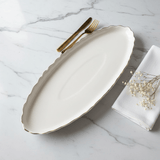 Solecasa Off - White Oval Ceramic Plate with Gold Rim - 15.75 Inch - Al Kabayel Discount CentreSolecasa Off - White Oval Ceramic Plate with Gold Rim - 15.75 InchPlatesSOLECASAAl Kabayel Discount Centre