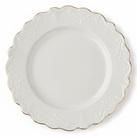 Solecasa Off - White Round Ceramic Dessert Plate with Gold Rim - 8.5 Inch - Al Kabayel Discount CentreSolecasa Off - White Round Ceramic Dessert Plate with Gold Rim - 8.5 InchPlatesSOLECASAAl Kabayel Discount Centre