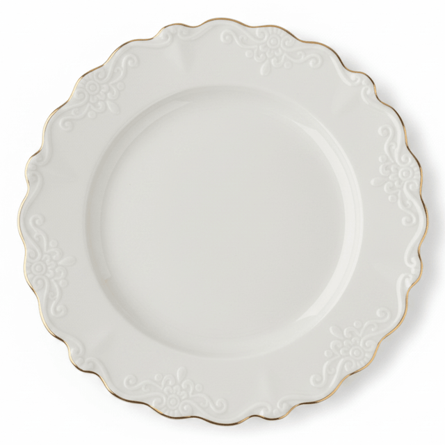 Solecasa Off - White Round Ceramic Dessert Plate with Gold Rim - 8.5 Inch - Al Kabayel Discount CentreSolecasa Off - White Round Ceramic Dessert Plate with Gold Rim - 8.5 InchPlatesSOLECASAAl Kabayel Discount Centre